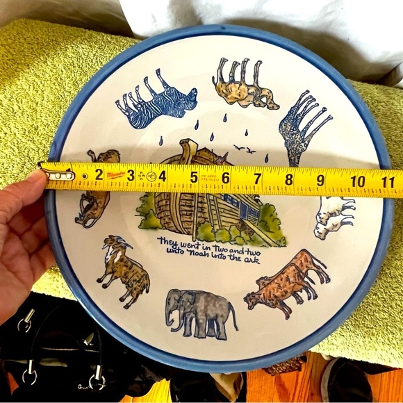 LOUISVILLE STONEWARE ART POTTERY Vintage NOAH'S ARK PLATE 11” ROUND Made in KY - Picture 3 of 3